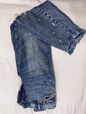 Abercrombie & Fitch Distressed High Rise Straight Jeans, 28 Regular